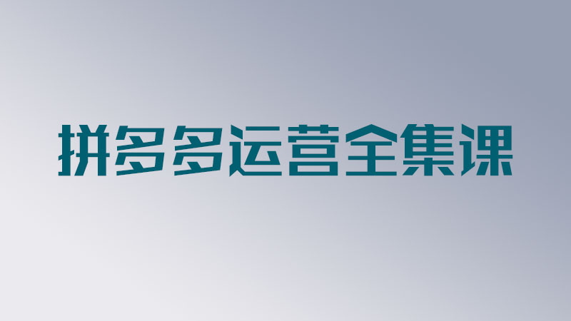 拼多多运营全套课程